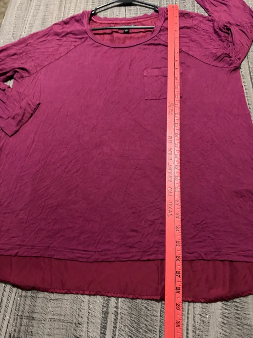 Midnight by Carole Hochman Long Sleeve Pocket Tee in Magenta Berry